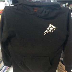 Black Hoodie with “Choose Pizza And Happiness” Pizza Slice Design Size L